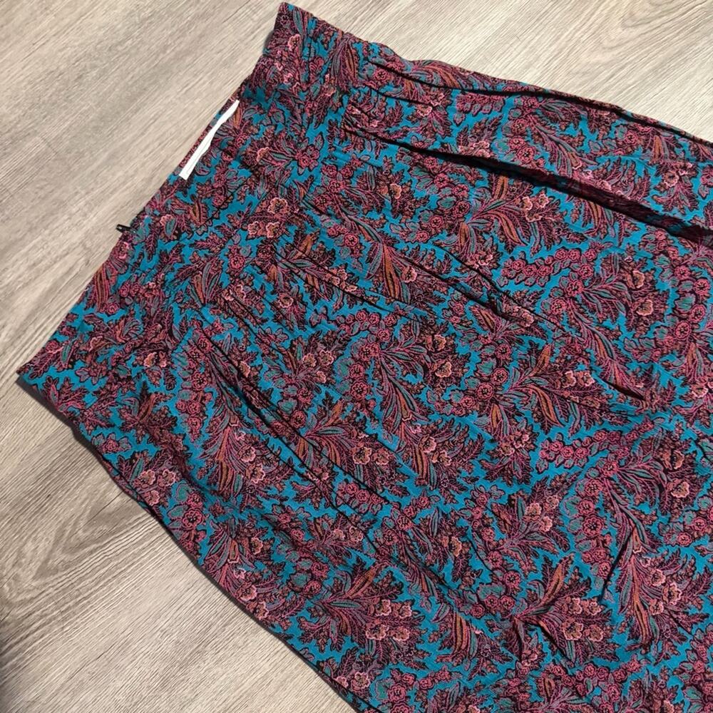 Vintage 90s Teal Paisley Floral Maxi Skirt Boho Cottagecore Indie Vibes Size 8 - Picture 6 of 9
